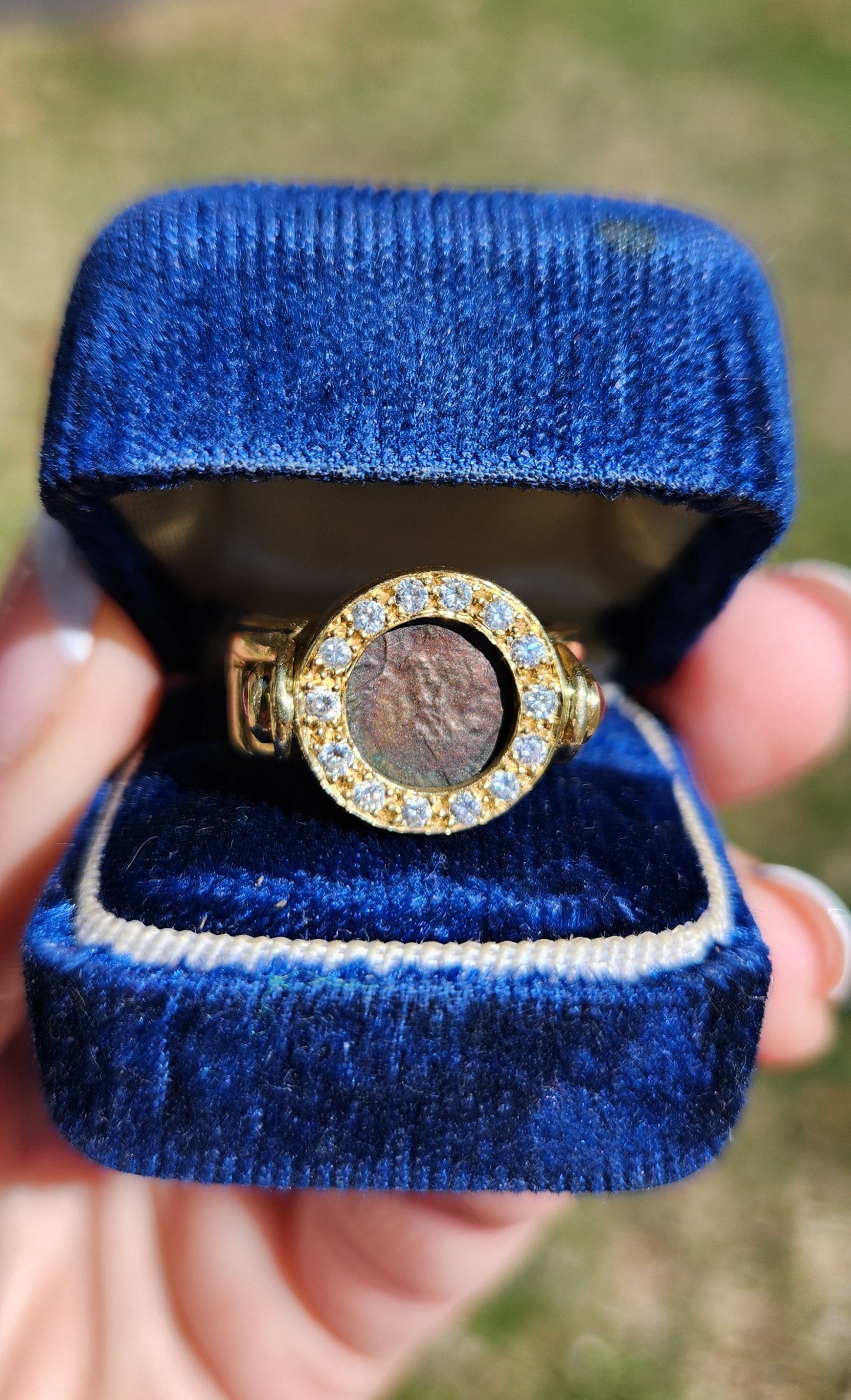 Vintage 18k Bezel Set Ancient Coin Pinky Ring