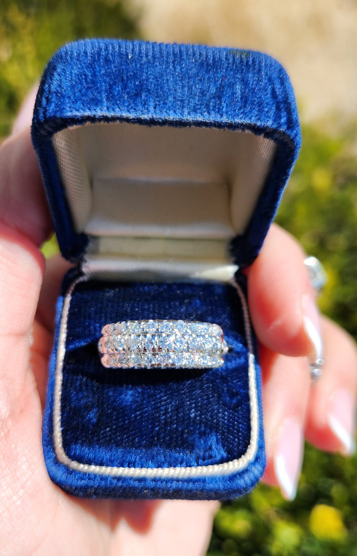 Midcentury John Giovannetti Platinum and Diamond Triple Row Band