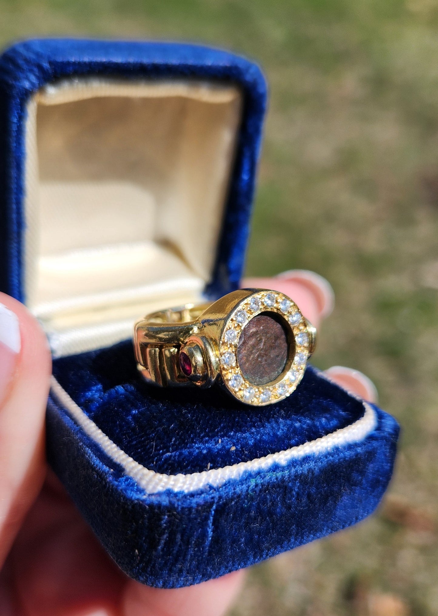 Vintage 18k Bezel Set Ancient Coin Pinky Ring