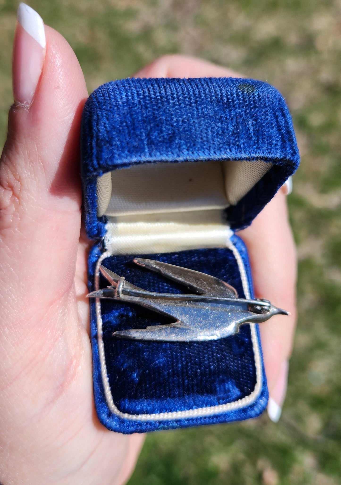 Antique Austro-Hungarian Silver Paste Swallow Brooch