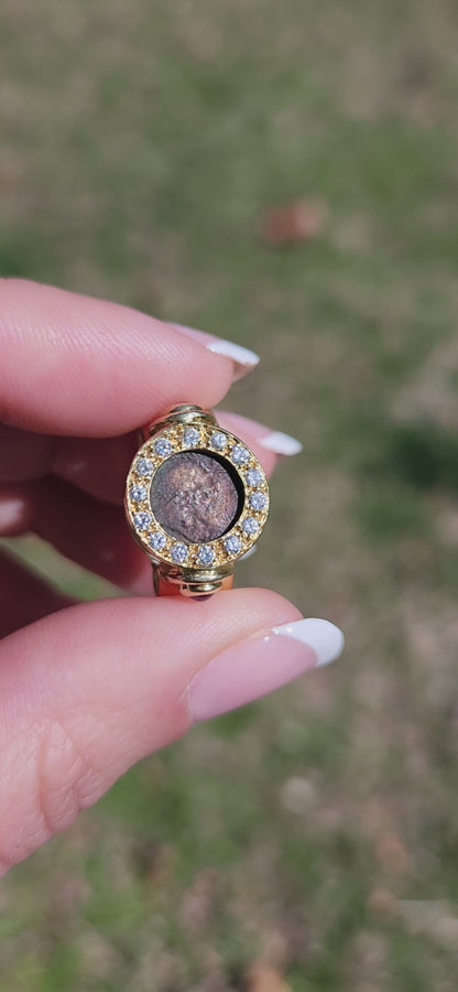 Vintage 18k Bezel Set Ancient Coin Pinky Ring