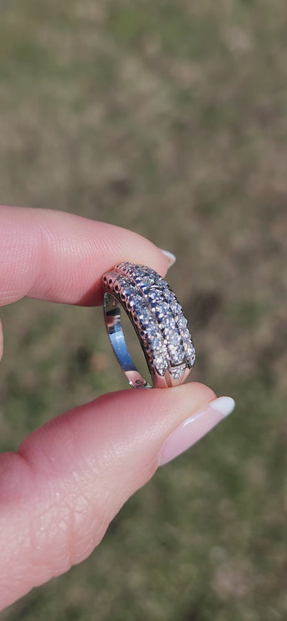 Midcentury John Giovannetti Platinum and Diamond Triple Row Band