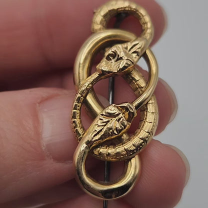 18k Victorian Infinity Lovers Knot Snake Brooch/Extender