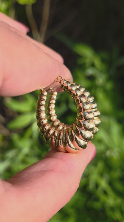 14K Vintage Shrimp Gold Hoops