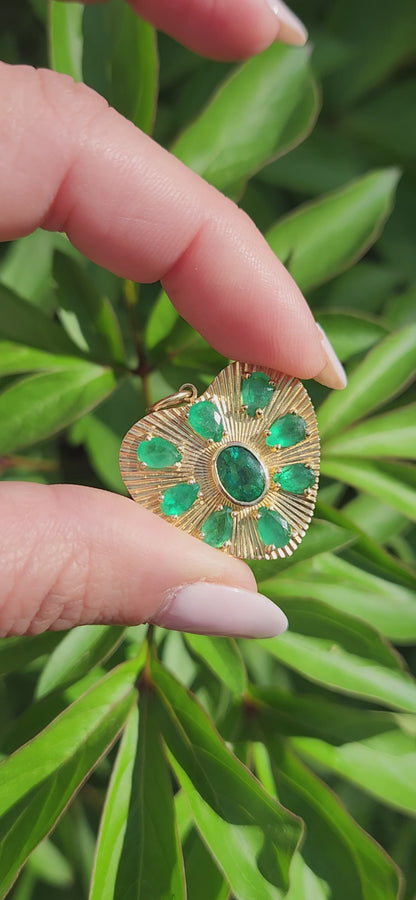 Radiating Emerald Heart Pendant
