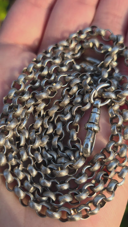 Antique Sterling Textured Rolo Chain