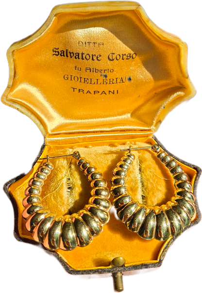 14K Vintage Shrimp Gold Hoops