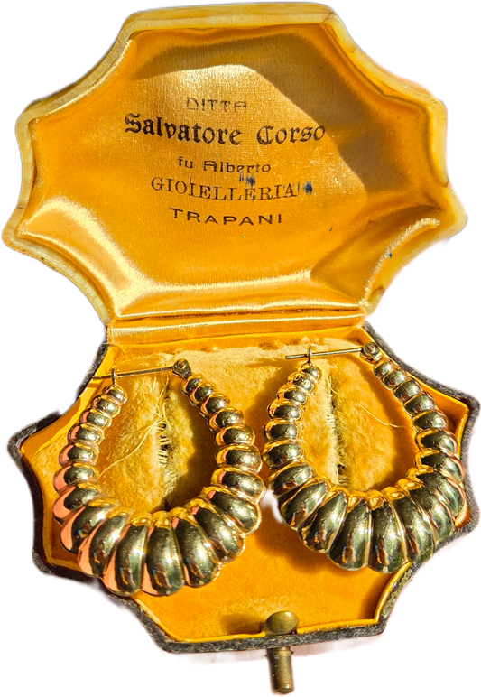 14K Vintage Shrimp Gold Hoops