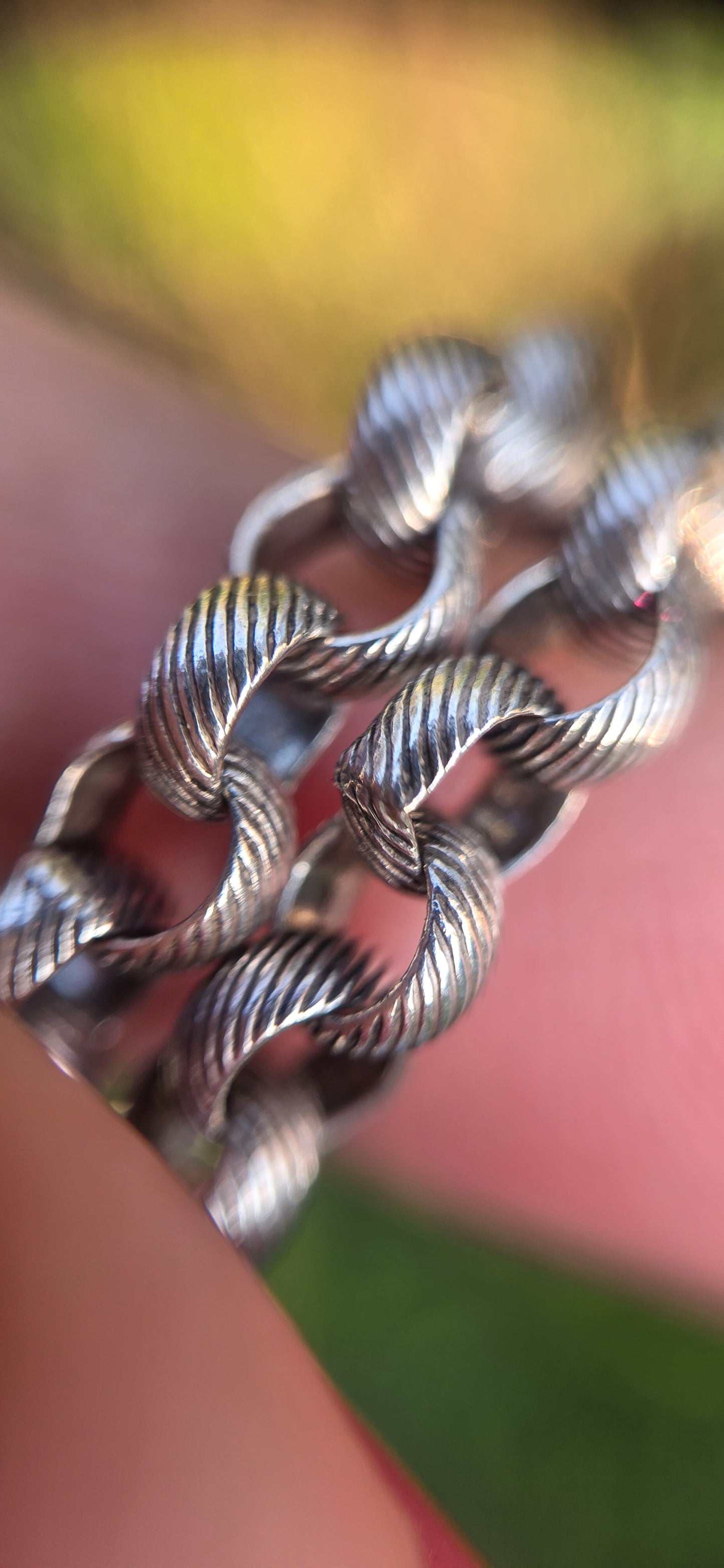 Antique Sterling Textured Rolo Chain