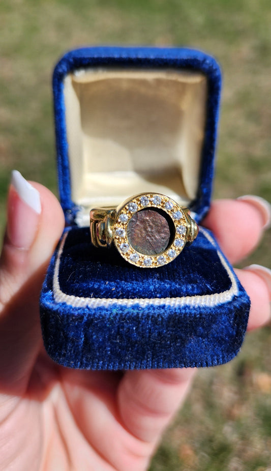 Vintage 18k Bezel Set Ancient Coin Pinky Ring
