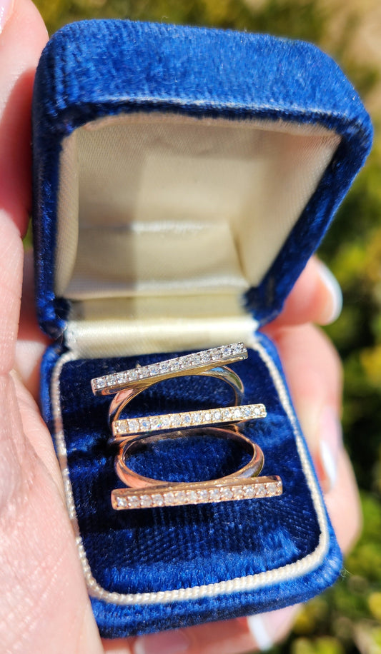 Modern 14k Diamond Line Ring Trio