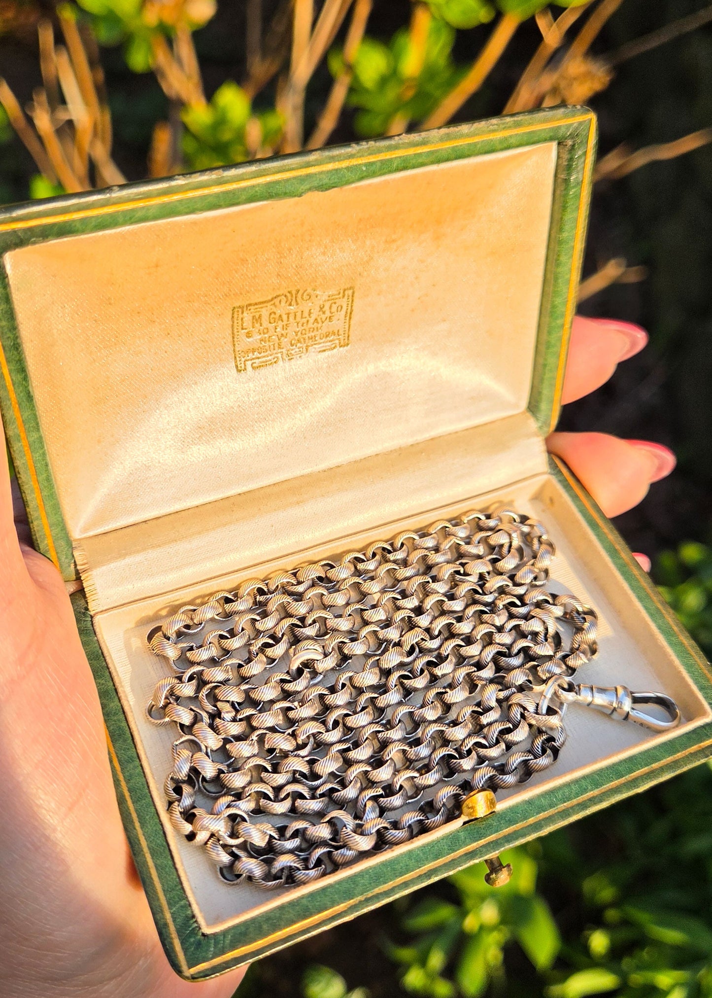 Antique Sterling Textured Rolo Chain
