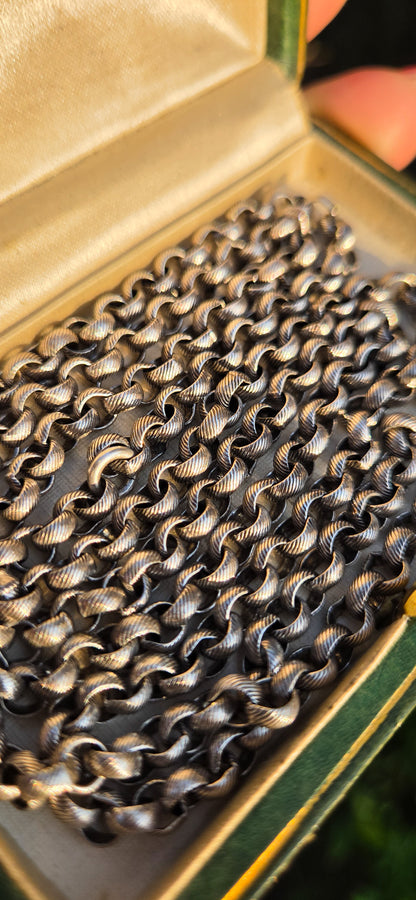 Antique Sterling Textured Rolo Chain